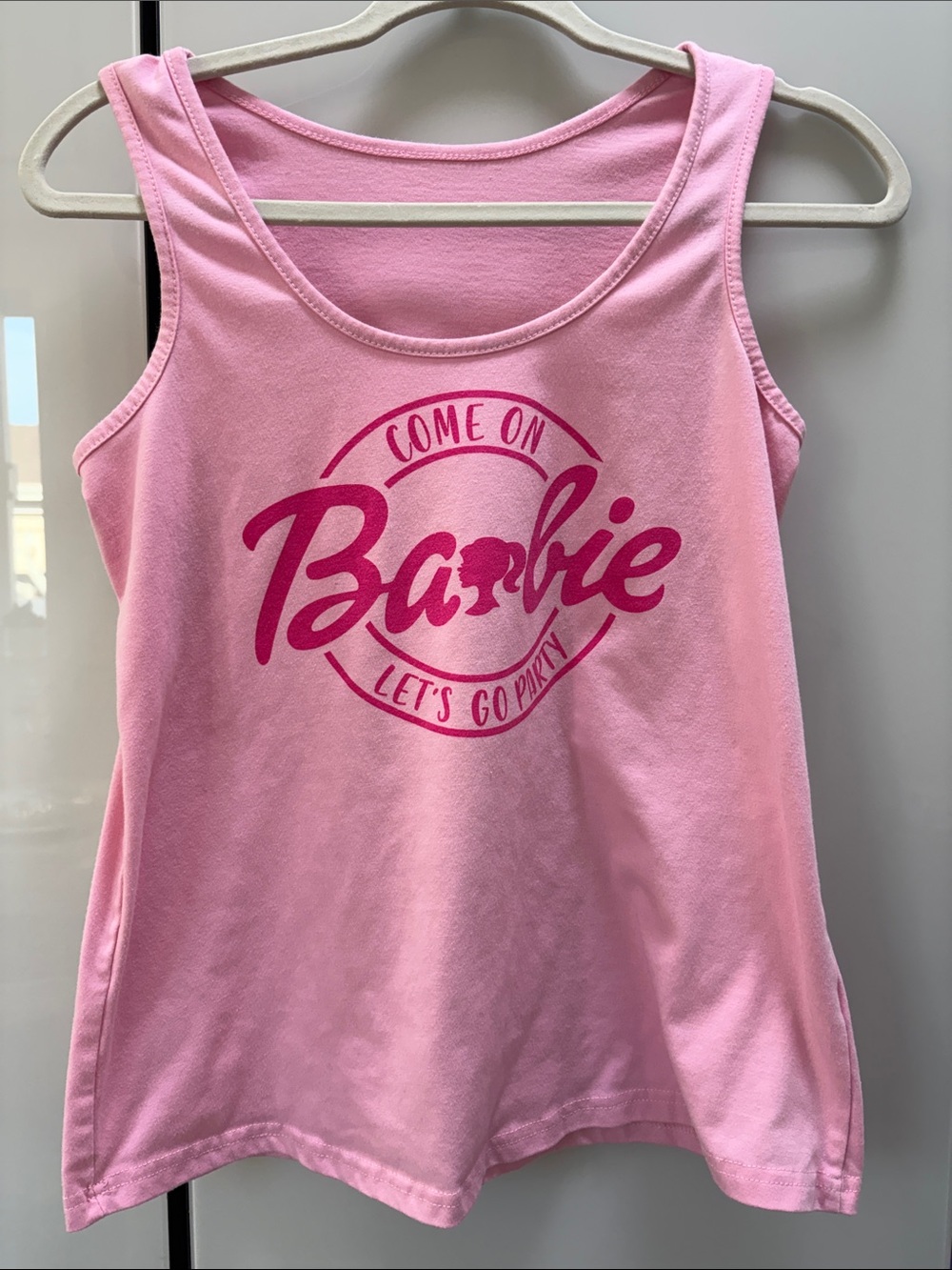 Barbie Women’s Light Pink Tank with Hot Pink Logo Size M